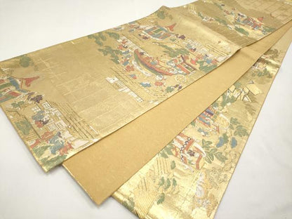 平和屋本店▼六通柄袋帯　祇園巡行図　本金箔　正絹　逸品　CABM7040tx