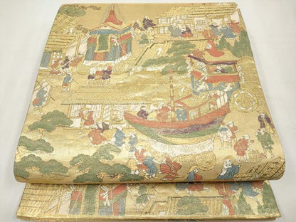 平和屋本店▼六通柄袋帯　祇園巡行図　本金箔　正絹　逸品　CABM7040tx