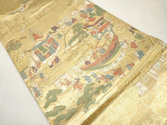 平和屋本店▼六通柄袋帯　祇園巡行図　本金箔　正絹　逸品　CABM7040tx