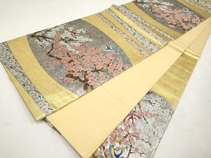 平和屋本店▼六通柄袋帯　唐織　本金襲　悦琳　本金箔引箔二重織　正絹　逸品　CABM7043tx