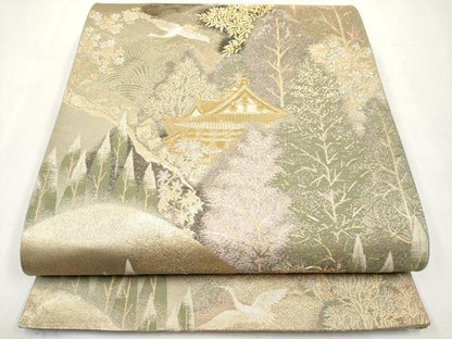 平和屋本店▼六通柄袋帯　京の夢百景　本金箔　正絹　逸品　CABM7046tx