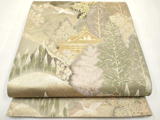 平和屋本店▼六通柄袋帯　京の夢百景　本金箔　正絹　逸品　CABM7046tx