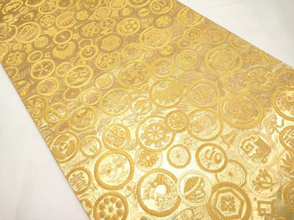 平和屋本店▼六通柄袋帯　阡弐百　宝尽し　本金箔　正絹　逸品　CABM7049tx