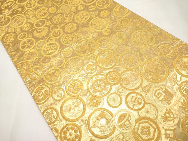 平和屋本店▼六通柄袋帯　阡弐百　宝尽し　本金箔　正絹　逸品　CABM7049tx