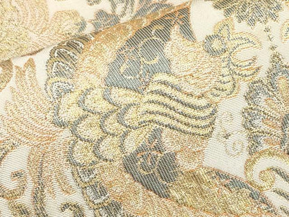 平和屋本店▼六通柄　本袋帯　向かい鳥更紗唐草文　純金二重箔24K　正絹　逸品　CABM7055tx
