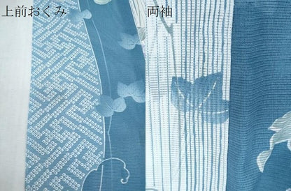 平和屋着物＊夏物　小紋　絽　葡萄蔦の葉文　洗える着物　CABM7306th
