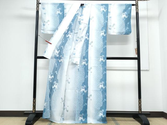 平和屋着物＊夏物　小紋　絽　葡萄蔦の葉文　洗える着物　CABM7306th