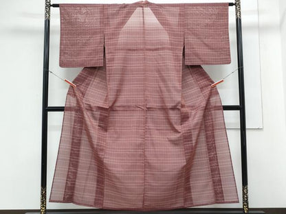 平和屋着物＊夏物　お召　紗　格子文　正絹　逸品　CABM7307th