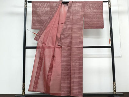 平和屋着物＊夏物　お召　紗　格子文　正絹　逸品　CABM7307th