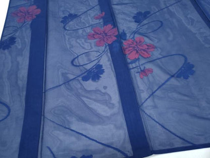 平和屋着物＊夏物　小紋　紗　草花文　正絹　逸品　CABM7308th