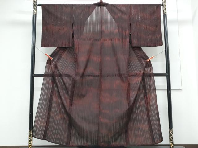 平和屋着物＊夏物　小紋　紗　間道　暈し染め　正絹　逸品　CABM7315th