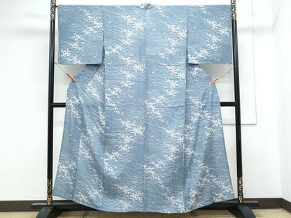 平和屋着物＊夏物　小紋　縦絽　草花文　正絹　逸品　CABM7318th