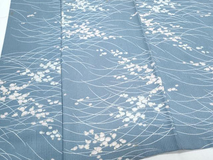 平和屋着物＊夏物　小紋　縦絽　草花文　正絹　逸品　CABM7318th