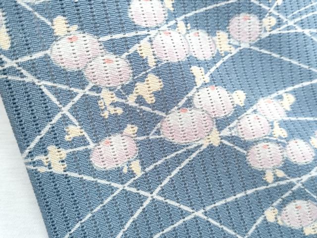平和屋着物＊夏物　小紋　縦絽　草花文　正絹　逸品　CABM7318th