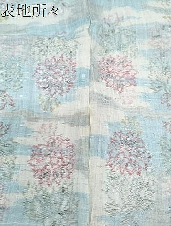 平和屋着物＊夏物　本場小千谷ちぢみ　草花文　麻　逸品　CABM7320th