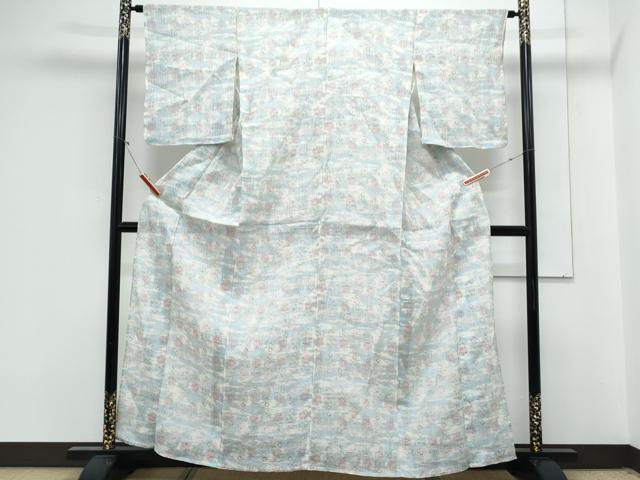 平和屋着物＊夏物　本場小千谷ちぢみ　草花文　麻　逸品　CABM7320th