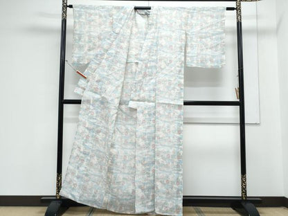 平和屋着物＊夏物　本場小千谷ちぢみ　草花文　麻　逸品　CABM7320th