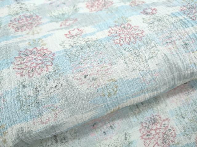 平和屋着物＊夏物　本場小千谷ちぢみ　草花文　麻　逸品　CABM7320th