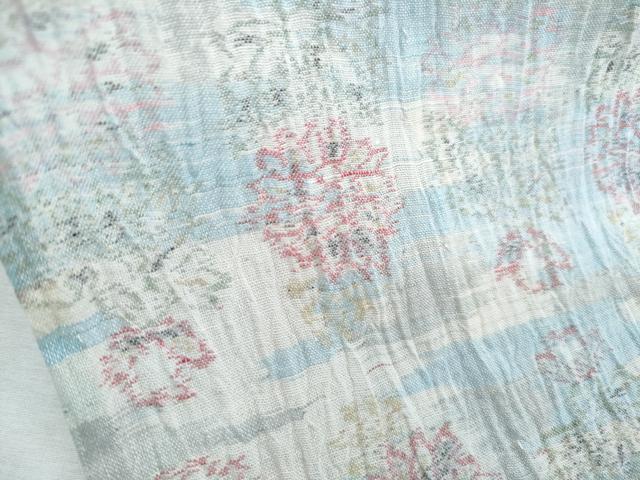 平和屋着物＊夏物　本場小千谷ちぢみ　草花文　麻　逸品　CABM7320th