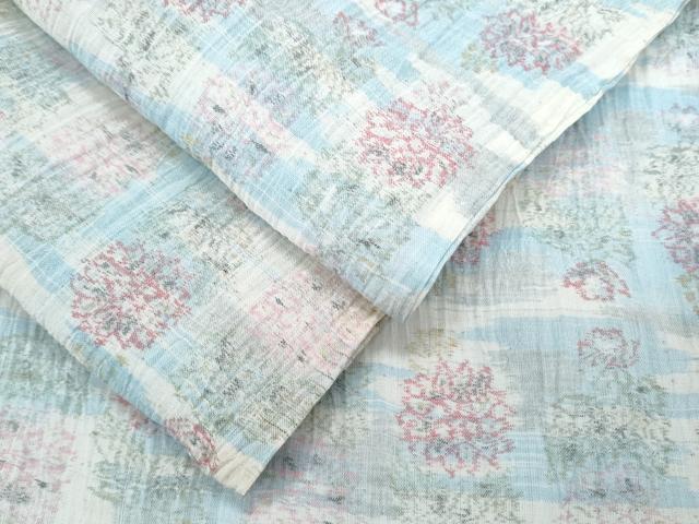 平和屋着物＊夏物　本場小千谷ちぢみ　草花文　麻　逸品　CABM7320th