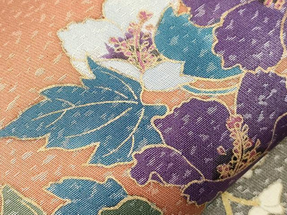 平和屋着物●染色作家　草野一騎　太鼓柄袋帯　草花文　正絹　逸品　CABM7606dy