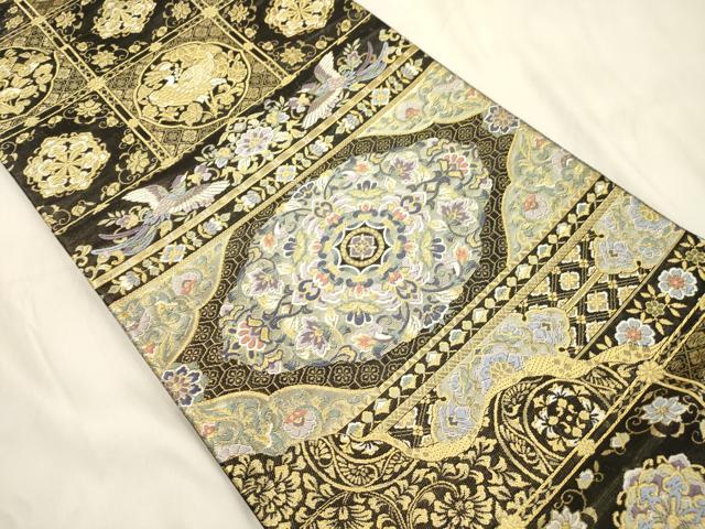 平和屋着物●西陣　六通柄袋帯　唐織　天井花鳥文　金糸　正絹　逸品　未使用　CABM7611dy