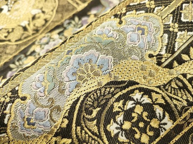 平和屋着物●西陣　六通柄袋帯　唐織　天井花鳥文　金糸　正絹　逸品　未使用　CABM7611dy
