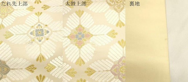 平和屋着物●六通柄袋帯　九百唐織　正倉若松文　金糸　正絹　逸品　CABM7614dy