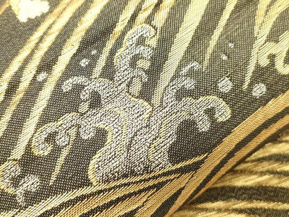 平和屋着物●両面　六通柄袋帯　琳派宗達松図　平安百人一首　金糸　正絹　逸品　未使用　CABM7615dy　