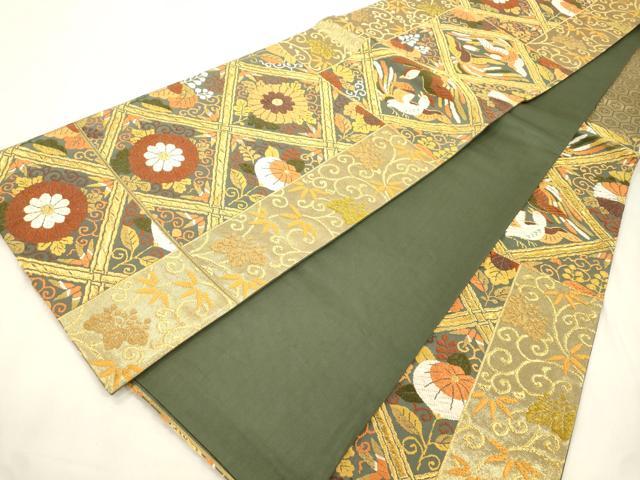 平和屋着物●西陣　河合美術織物謹製　六通柄袋帯　唐織　菱花鳥文　正絹　逸品　CABM7617dy