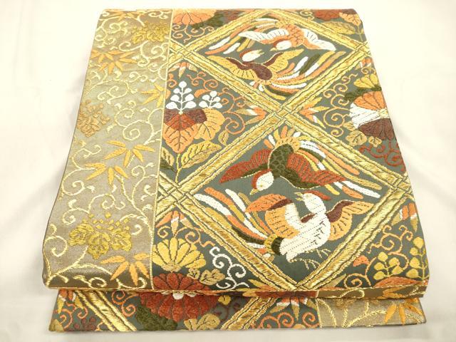 平和屋着物●西陣　河合美術織物謹製　六通柄袋帯　唐織　菱花鳥文　正絹　逸品　CABM7617dy
