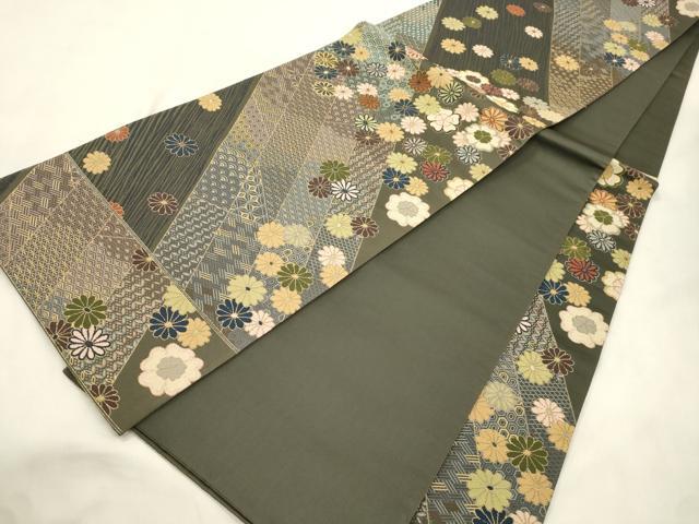 平和屋着物●西陣　白綾苑大庭 　六通柄袋帯　舞花文　金糸　正絹　逸品　未使用　CABM7624dy