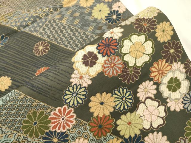 平和屋着物●西陣　白綾苑大庭 　六通柄袋帯　舞花文　金糸　正絹　逸品　未使用　CABM7624dy