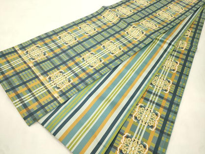 平和屋着物●龍村美術織物　全通柄袋帯　龍村錦　翁格子飾文　正絹　逸品　CABM7635dy
