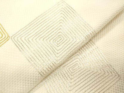 平和屋着物●京都祇園の老舗　ぎをん齋藤　つけ帯　駒刺繍　幾何学文　金銀糸　たとう紙付き　正絹　逸品　CABM7674dy