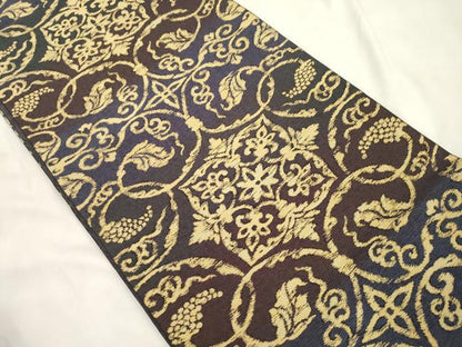 平和屋着物●両面　六通柄袋帯　葡萄蔦の葉文　正絹　逸品　CABM7676dy