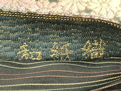平和屋着物●両面　全通柄袋帯　ろうけつ手染　和紙織　花尽し文　金糸　正絹　逸品　CABM7684dy