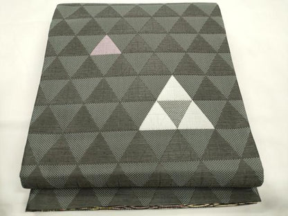平和屋着物●両面　全通柄袋帯　泥彩絣　変わり縞　正絹　逸品　CABM7688dy