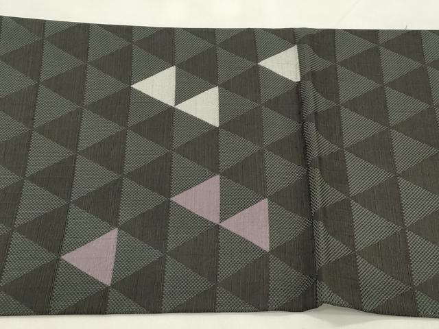 平和屋着物●両面　全通柄袋帯　泥彩絣　変わり縞　正絹　逸品　CABM7688dy