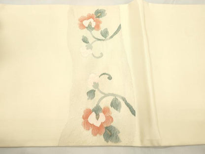 平和屋着物●太鼓柄袋帯　すくい織　向い鳥花文　正絹　逸品　CABM7698dy