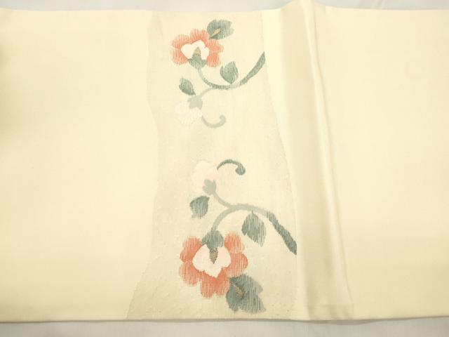 平和屋着物●太鼓柄袋帯　すくい織　向い鳥花文　正絹　逸品　CABM7698dy