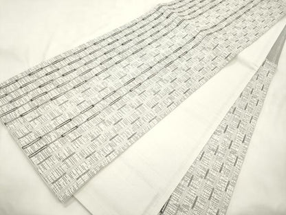 平和屋着物●六通柄袋帯　幾何学文　正絹　逸品　CABM7707dy