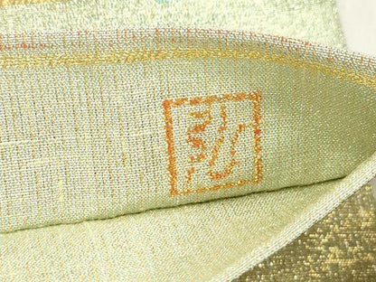 平和屋着物●桝屋高尾　ねん金綴錦　全通柄袋帯　七彩霞文　金糸　正絹　逸品　CABM7709dy