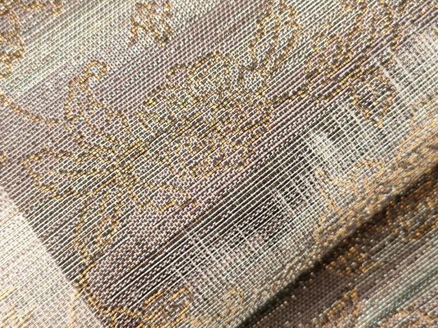 平和屋着物▽織の宝石・ダイヤモンドカット 佐波理綴 両面 全通柄袋帯 スリーシーズン 春夏秋 宝相華友 金糸 正絹 逸品 CABM7710dy