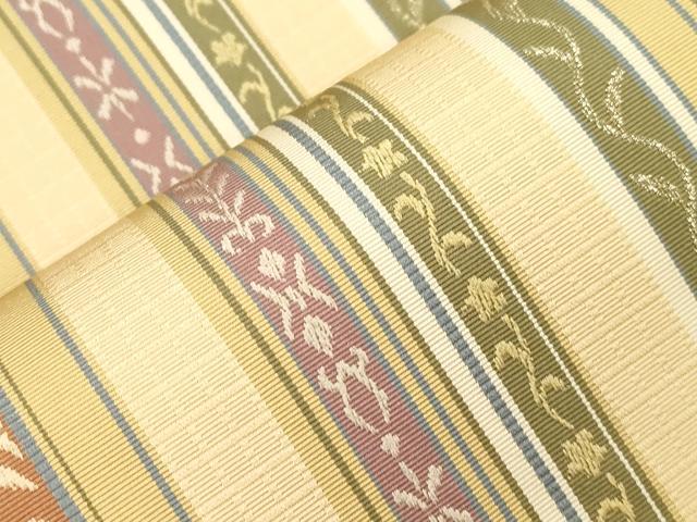 平和屋着物●本場筑前博多織　両面　全通柄　本袋帯　至宝間道　西村織物謹製　博多金ラベル　証紙付き　正絹　逸品　CABM7711dy