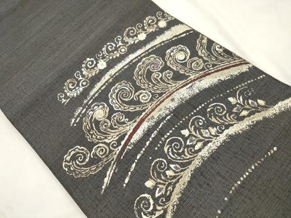 平和屋着物●両面　太鼓柄袋帯　作家物　黄金ムガ蚕　花唐草文　正絹　逸品　CABM7713dy