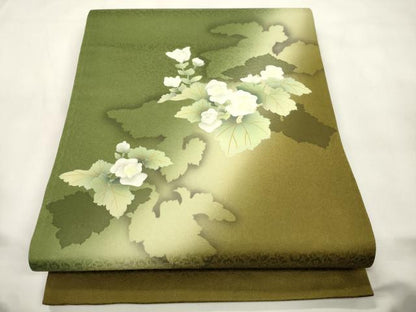 平和屋着物●京の匠日展作家　丹下雄介　太鼓柄袋帯　作家物　草花文　金彩　やまと誂製　正絹　逸品　CABM7718dy