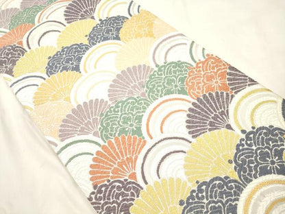 平和屋着物●六通柄袋帯　京唐織　名宝之宴　青海波　銀糸　正絹　逸品　未使用　CABM7720dy