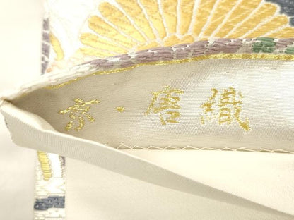 平和屋着物●六通柄袋帯　京唐織　名宝之宴　青海波　銀糸　正絹　逸品　未使用　CABM7720dy