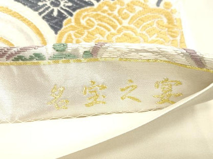 平和屋着物●六通柄袋帯　京唐織　名宝之宴　青海波　銀糸　正絹　逸品　未使用　CABM7720dy